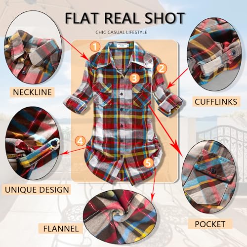 Image of Match Women's Long Sleeve Plaid Flannel Shirt #2021