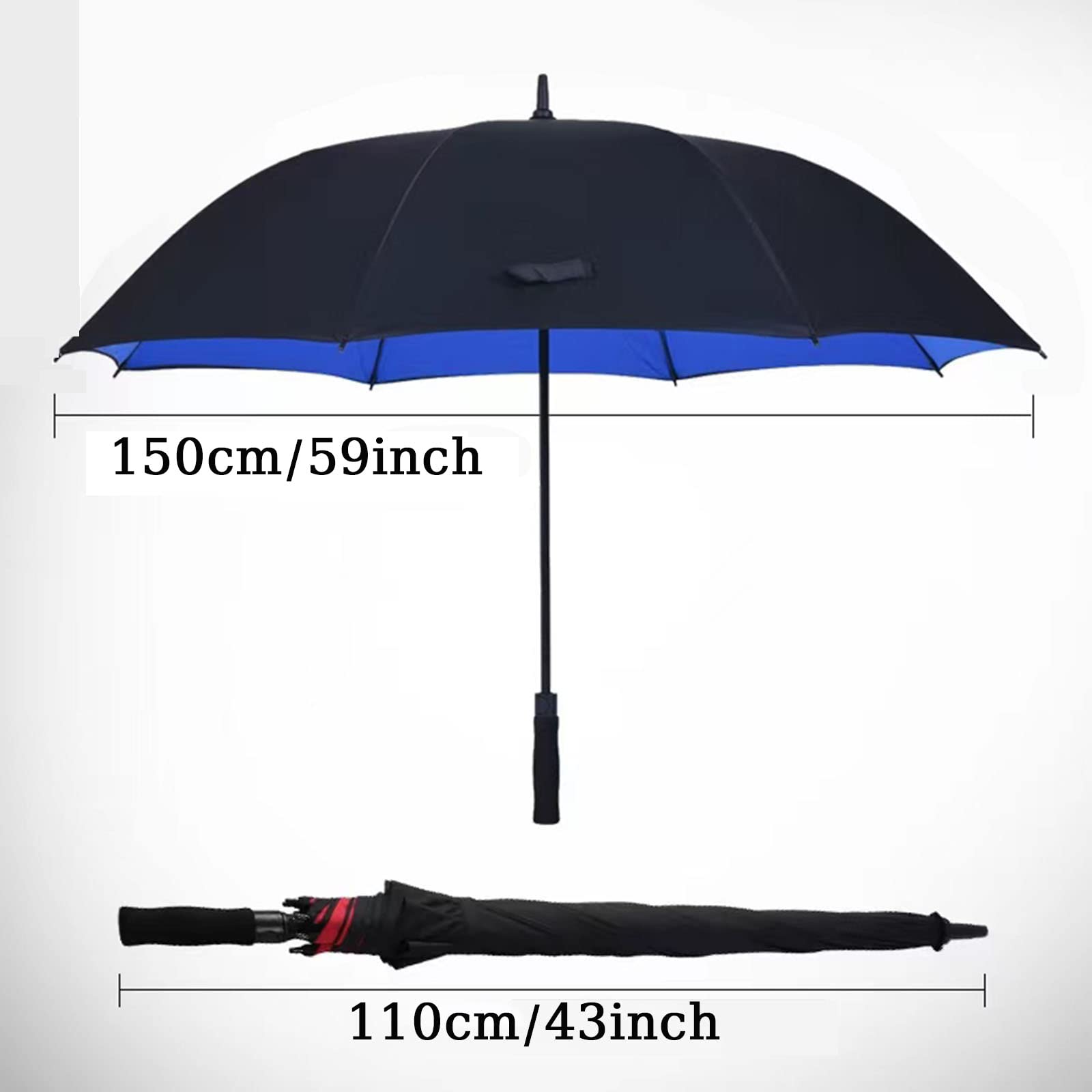 Paraguas de golf de doble capa de 150 cm / 59 pulgadas: apertura automática, portátil, paraguas de gran tamaño con dosel doble resistente a la intemperie, para hombres y mujeres ( yellow black )