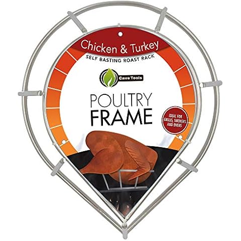 Cave Tools Roasting and Grill Rack, Stainless Steel BBQ Accessories for Smoker, Grill or Oven, Dishwasher Safe - Poultry, Chicken and Turkey Lifter Wire Rack Cover