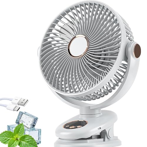 Ventilador ajustable de 720 grados con batería potente de 5000 mAh y carga USB 2