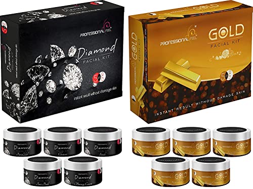 Professional Feel Diamond + Gold Facial kit (Set of 5) 500 gm – Pack of 2