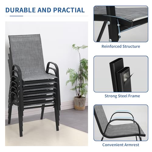 Image of PIZZELLO Patio Chairs Set of 4, Outdoor Stackable Dining Chairs