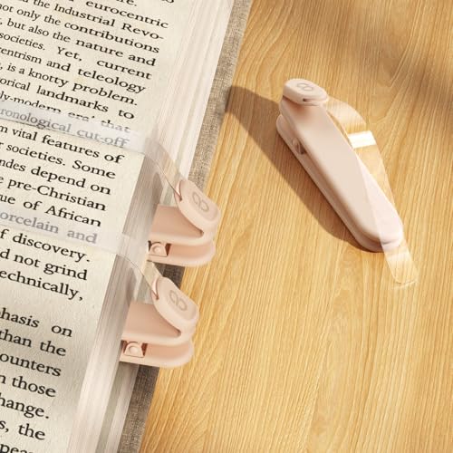 Lamicall Automatic Page-Turning Bookmark [3-Pack] - Gifts for Mothers Day Mom Grandma Wife Hands-Free Transparent Book Marker for Hardcovers & Paperbacks (Beige)