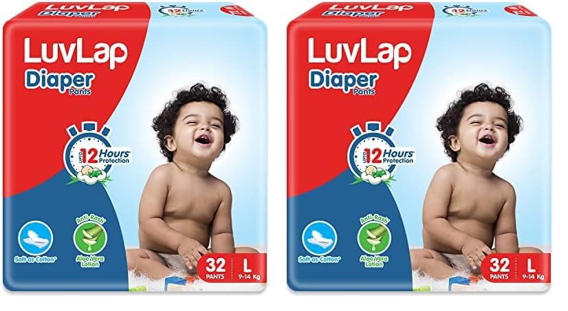 LuvLap Pant Style Baby Diapers, Large (L), 32 Count, For babies of Upto 9-14Kg with Aloe Vera Lotion for rash protection, with upto 12hr protection, Diapers (Pack of 2)-image-39