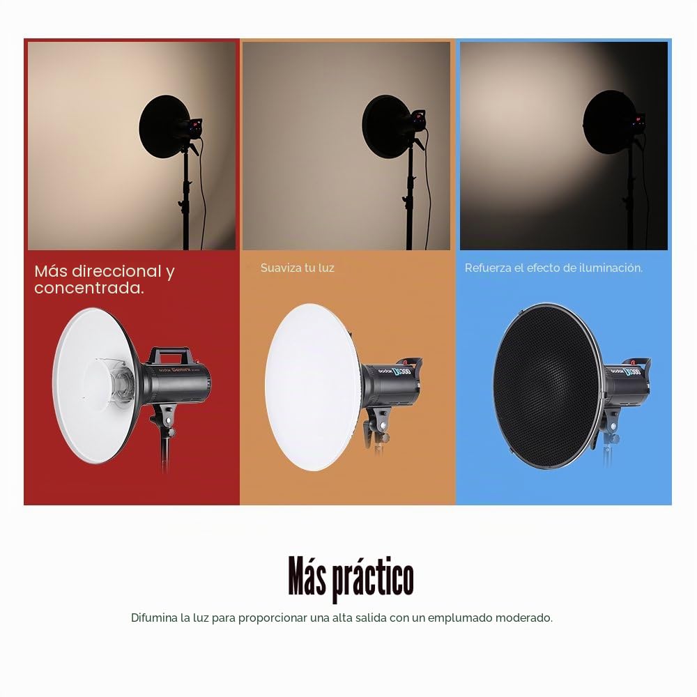 Andoer Bowens Mount Beauty Dish Difusor Reflector + Rejilla de Panal + Interior de Tela Suave Blanca para Estudio fotográfico Bowens Strobe Light Speedlite