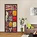 MKNCILN Autocollant porte vinyle 3D Épice alimentaire auto-adhésif amovible Sticker porte étanches enfants décor porte DIY Stickers muraux art papier peint pour maison chambres salle décor 77x220CM