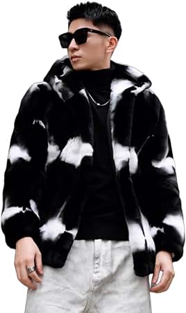 Amazon.com: Denny&Dora Men's Rex Rabbit Fur Jacket Gray Hooded