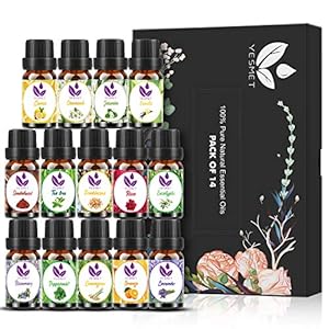 Etherische Oliën Set 14x10ml, 100% Pure Diffuser Olie Cadeauset, Citroengras/Pepermunt/Sinaasappel/Lavendel/Eucalyptus…