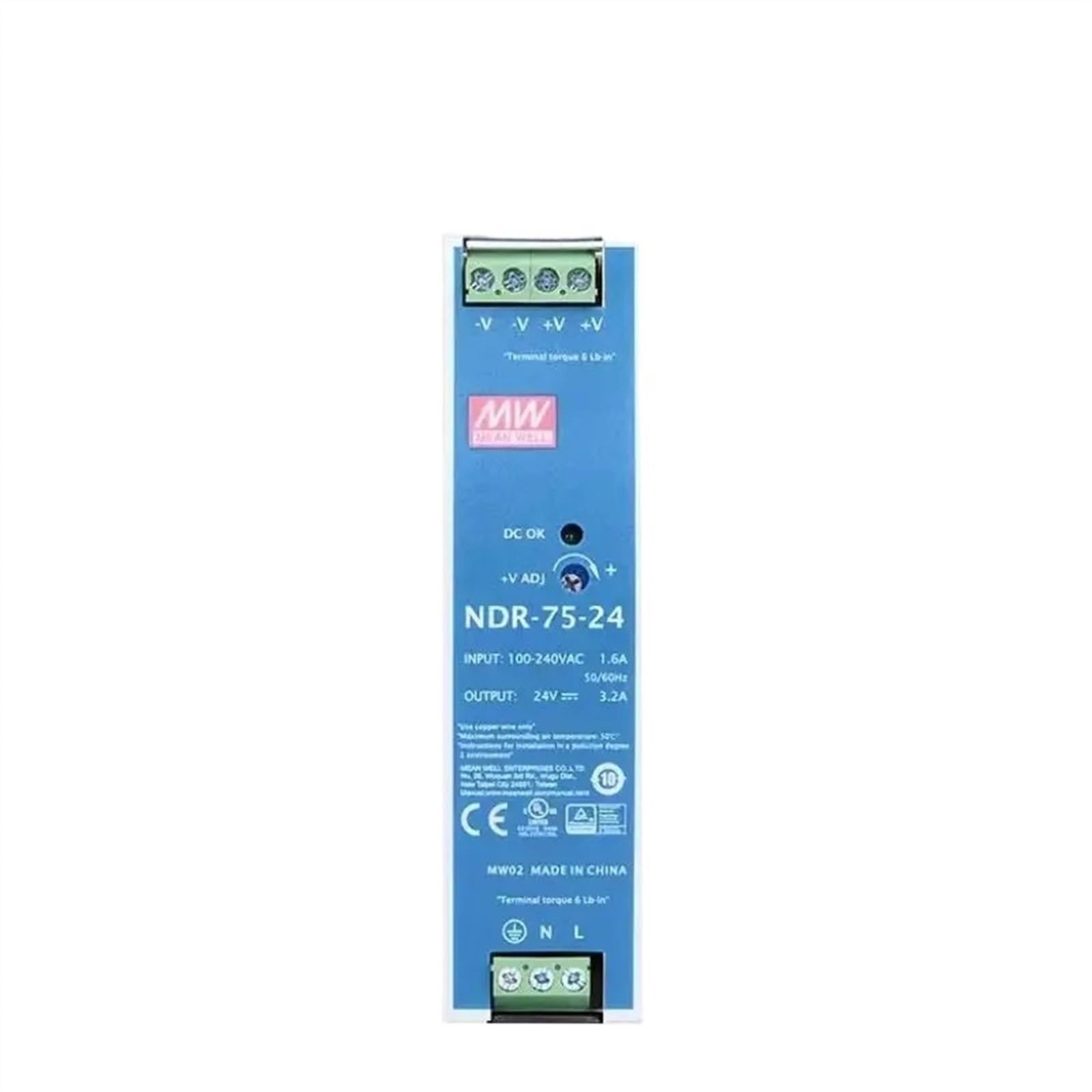 EDR-120-12 Fuente de alimentación industrial de carril DIN de 120 W con salida única EDR-120 12 V 10 A