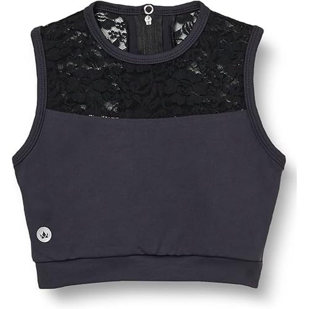 Basilica Dancewear BAW0614 Drina Lace Active Crop Top, Medium, White