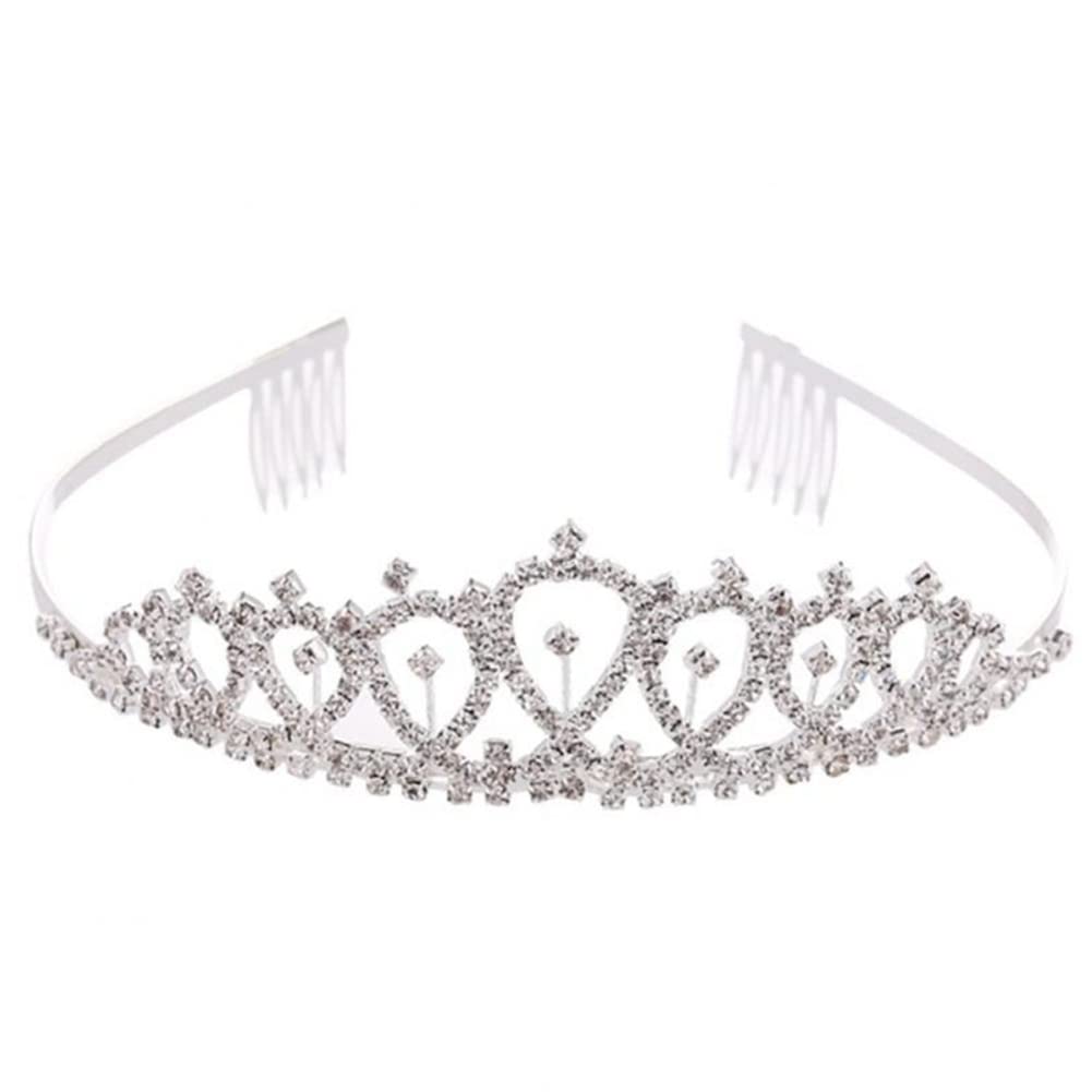 ChengyuWei Coronas y tiaras de cristal plateado con peine, tiara y coronas plateadas, corona de princesa para mujer, tiara de reina con diamantes de imitación, para niñas o mujeres