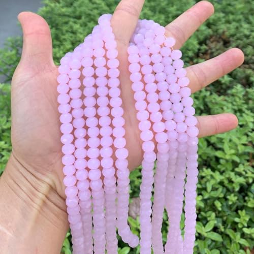 Image of 700pcs Czech Faceted Rondelle Crystal Glass Beads 8mm Bulk Pink Rose Opal
