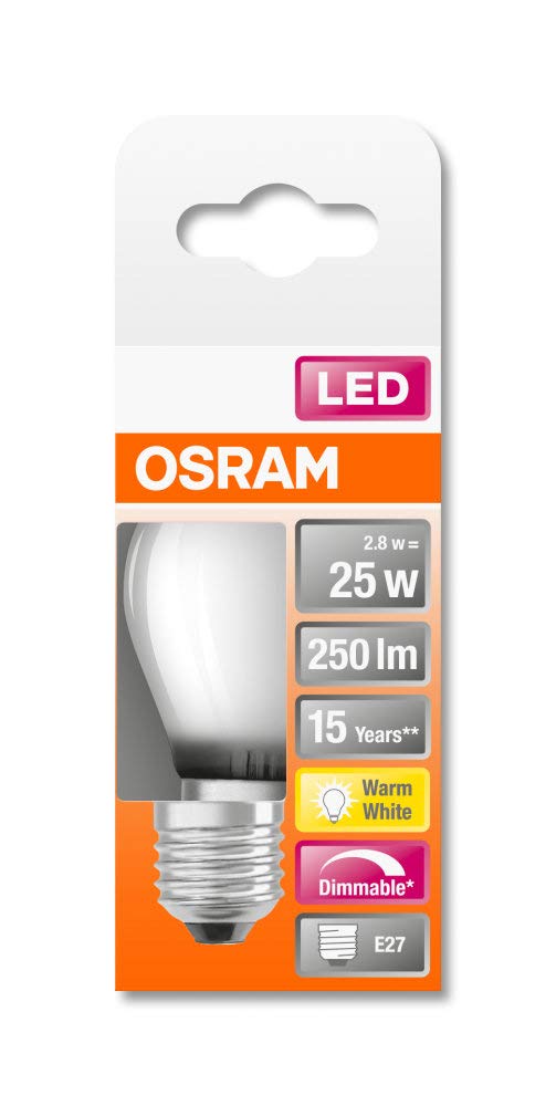 OSRAM LED STAR CLASSIC P Lote de 10 x Bombilla LED, Casquillo E14, 2700 K, 3,30 W, Equivalente a 25W, mate, Blanco cálido