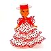 Folk Artesanía Muñeca artesana de 25 cm con Vestido Andaluza o Flamenca con Sombrero Nueva y Original (Blanco Lunar Rojo)