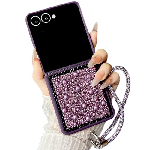 Coque Antichoc Samsung Galaxy Z Flip 7 Paillettes Perle Violette PC