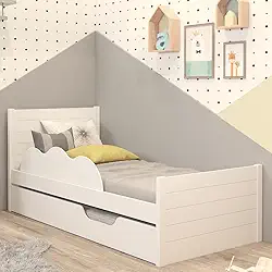 Bicama Infantil Solteiro 100% Mdf Bibox Cama Auxiliar Com Rodizio Uli Branco
