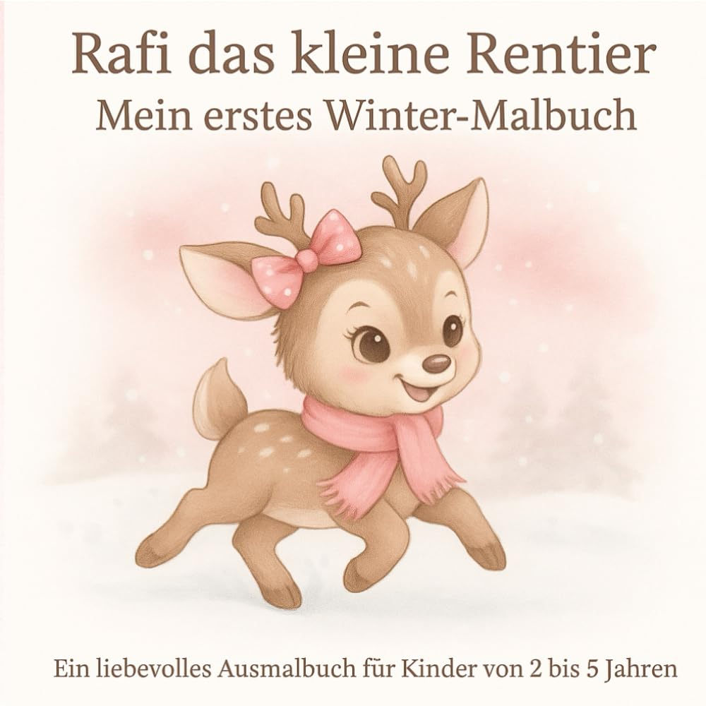 Rafi das kleine Rentier - Mein erstes Winter-Malbuch: 53 süße Wintermotive für Mädchen von 2-5 Jahren | Einfache Ausmalbilder | Freundschaft, Mut & Kreativität spielerisch entdecken