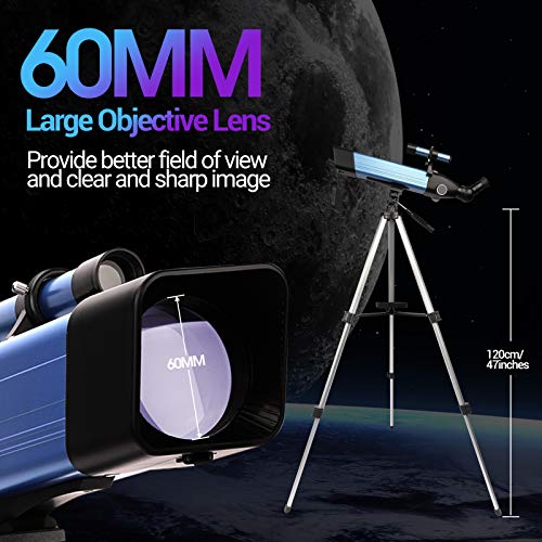 USCAMEL-Teleskop,60 mm Öffnung 500 mm AZ-Mount astronomisches brechendes Teleskop für Kinderanfänger,tragbares Teleskop… – Bild 4