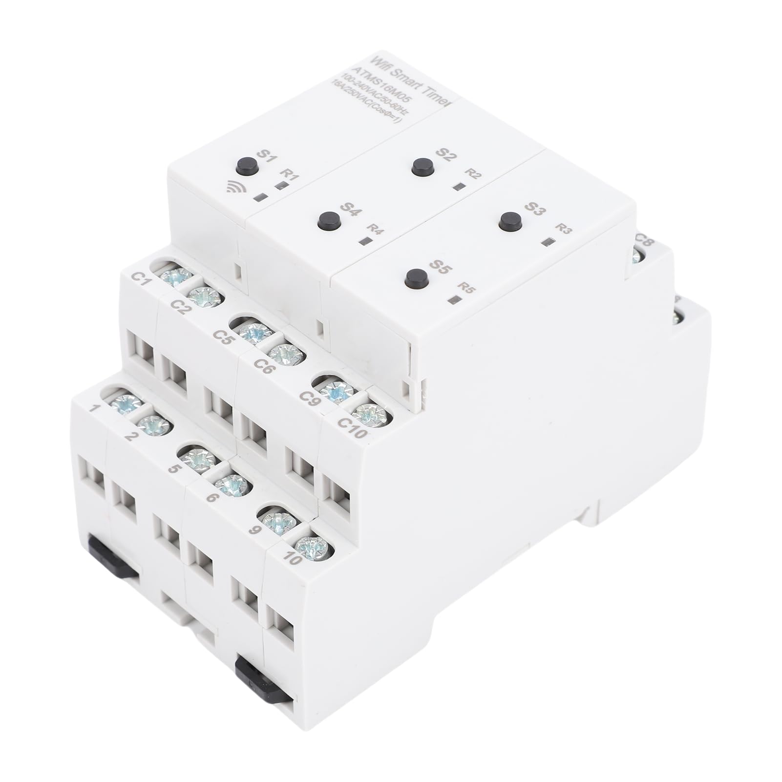 SEAFRONT Minuterie Intelligente WiFi 5 Gangs Minuterie de Commutation Programmable à 5 Canaux Intelligente à Prises avec Interrupteur Externe pour Commande Vocale Assistant