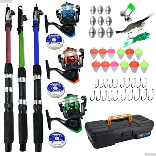 Kit de Pesca Completo Taue - 3 Varas + 3 Molinetes + Maleta + Ace...