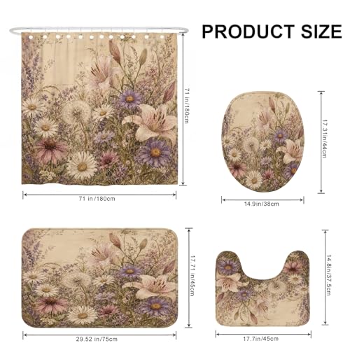 Rideau de douche et tapis violet pour rénover une salle de bain - 4