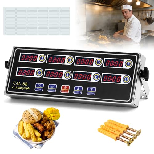 Estleys 8-Channel Digital Kitchen Timer, Stainless Steel Digital LED Chef...