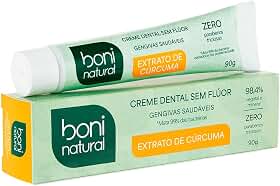 BONI NATURAL - Creme Dental com Óleo Natural de Hortelã e Extrato de Cúrcuma, Vegano e Natural, Ação Anti-inflamatória, Sem Flúor, Sem Parabenos, Sem Triclosan, 90g