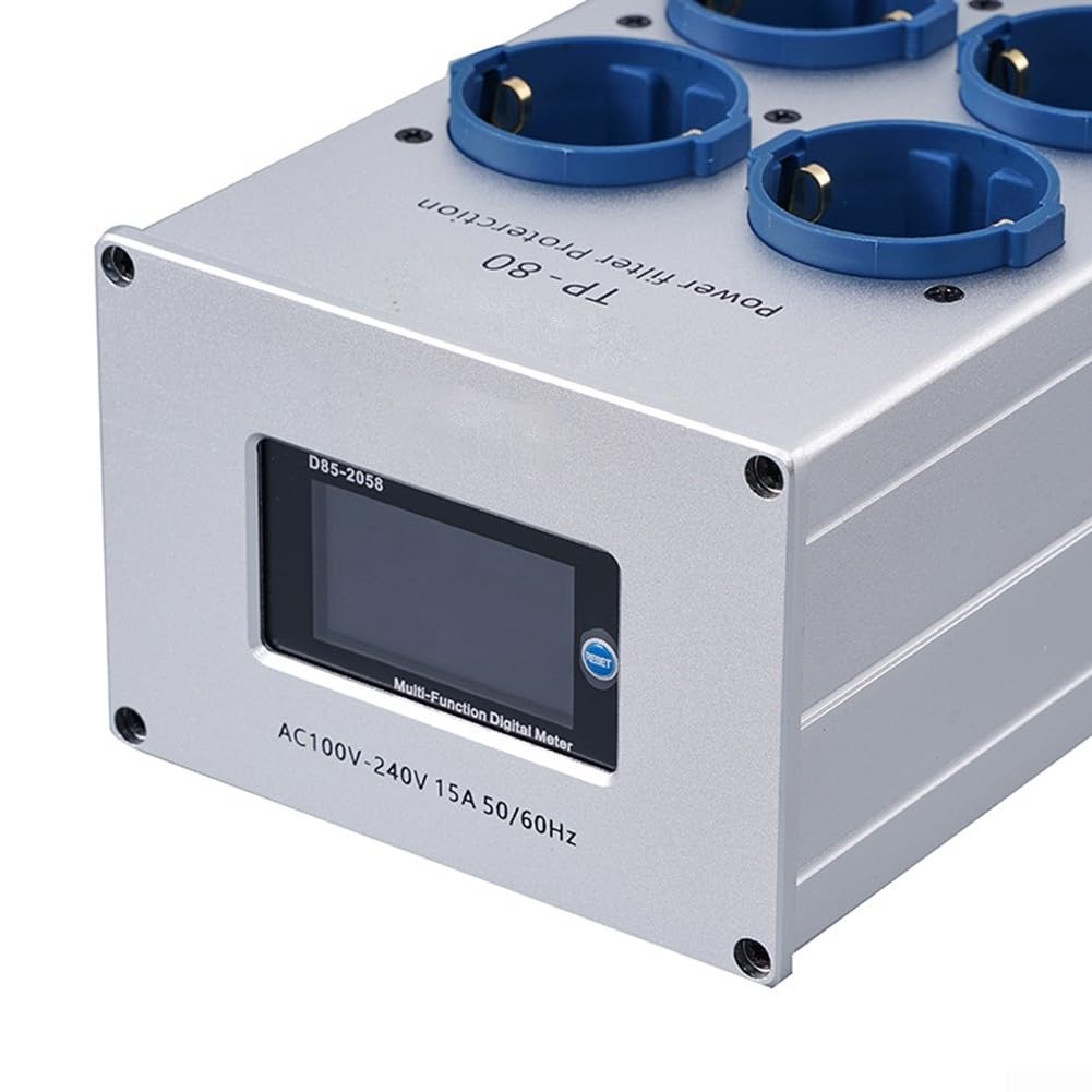 TP80 Netzfilter für HiFi 3000W Entstörfilter Steckdosenleiste mit Überspannungsschutz für Heimkino Audio Video System Aluminium 305mm(Black)