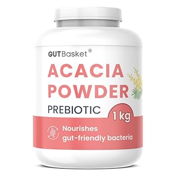 Gutbasket Acacia Powder Prebiotic (1 kg) - Prebiotic Fiber Supplement for Digestive Health & Gut Wellness - Vegan, Gluten-Free, Non-GMO - Nourishes Gut Microbiome, Easy on Your Gut - image, photos