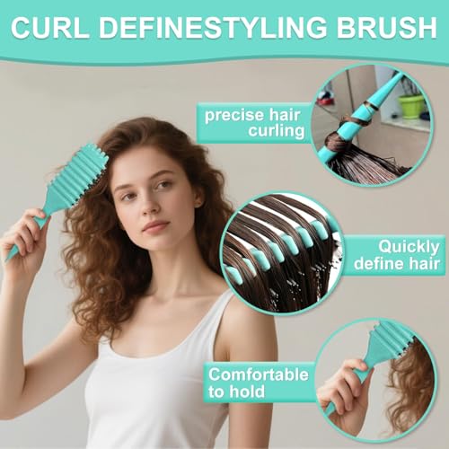 Image of BRAND VILLA Curl Defining Hair Brush for Women & Men | Curly Hair Styling & Detangling Brush | Scalp Massage Cushion Brush | Anti-Frizz Curl Shaper for Wet, Dry, Wavy & Natural Curly Hair