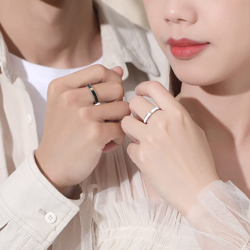 2Pcs Matching Couple Rings Set Sun and Moon Promise Ring Adjustable Matching Rings for Couples Promise Band Rings Anniversary Valentine's Jewelry2