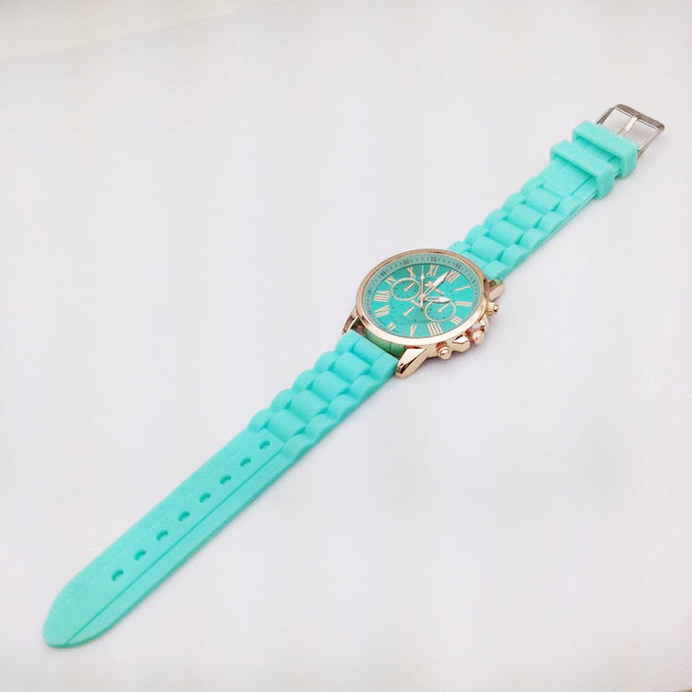 mujeres hombres niños banda de silicona analógico Cuarzo Casual relojes Jelly Color Unisex pulsera (10 unidades)