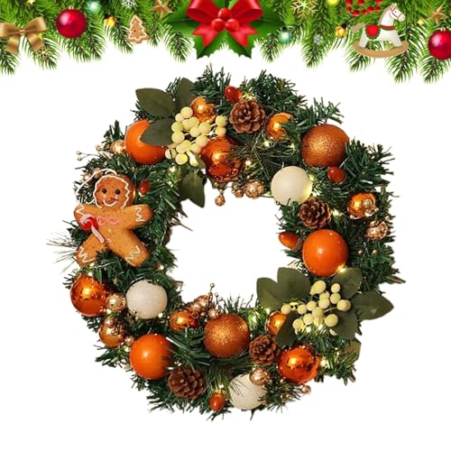 Outdoor Weihnachtskranz - 40 cm Landhaus Lebkuchenkranz mit Beleuchtung für Zuhause,Realistische Deko Für Eingangstür Fenster Kamindekoration Wand Innen Außen Büro Outdoor Weihnachtskranz - 40 cm Landhaus Lebkuchenkranz mit Beleuchtung für Zuhause,Realistische Deko Für Eingangstür Fenster Kamindekoration Wand Innen Außen Büro