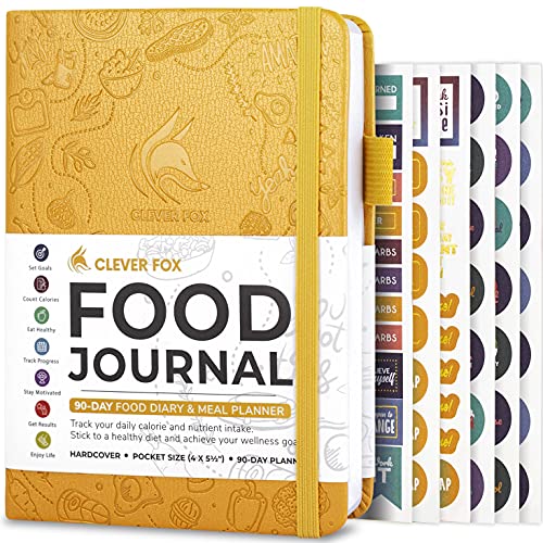 Clever Fox Food Journal Pocket Size – Daily Food Diary, Meal Tracker & Planner For Purse, Calorie And Nutrition Log, For Sticking To A Healthy Diet & Achieving Weight Loss Goals, 4.0X5.5 Amber Yellow #TOP7