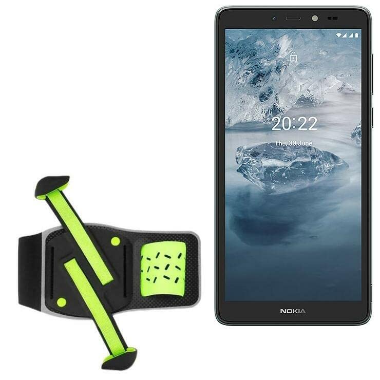 BoxWave Holster Compatible with Nokia C2 2nd Edition (2022) - FlexSport Armband, Adjustable Armband for Workout and Running - Stark Green