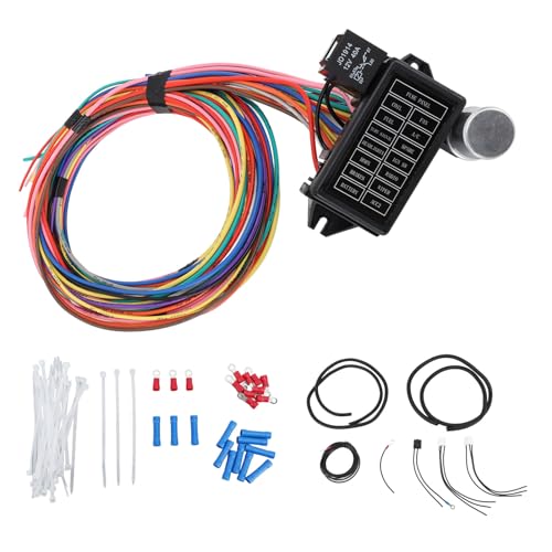 Kit de Faisceau de Câblage 14 Circuits, Fusible à 14 Circuits, Faisceau de Câbles Universel, Muscle Car Hot Rod Street Rat XL, Faisceau de Câbles électriques, Circuit de