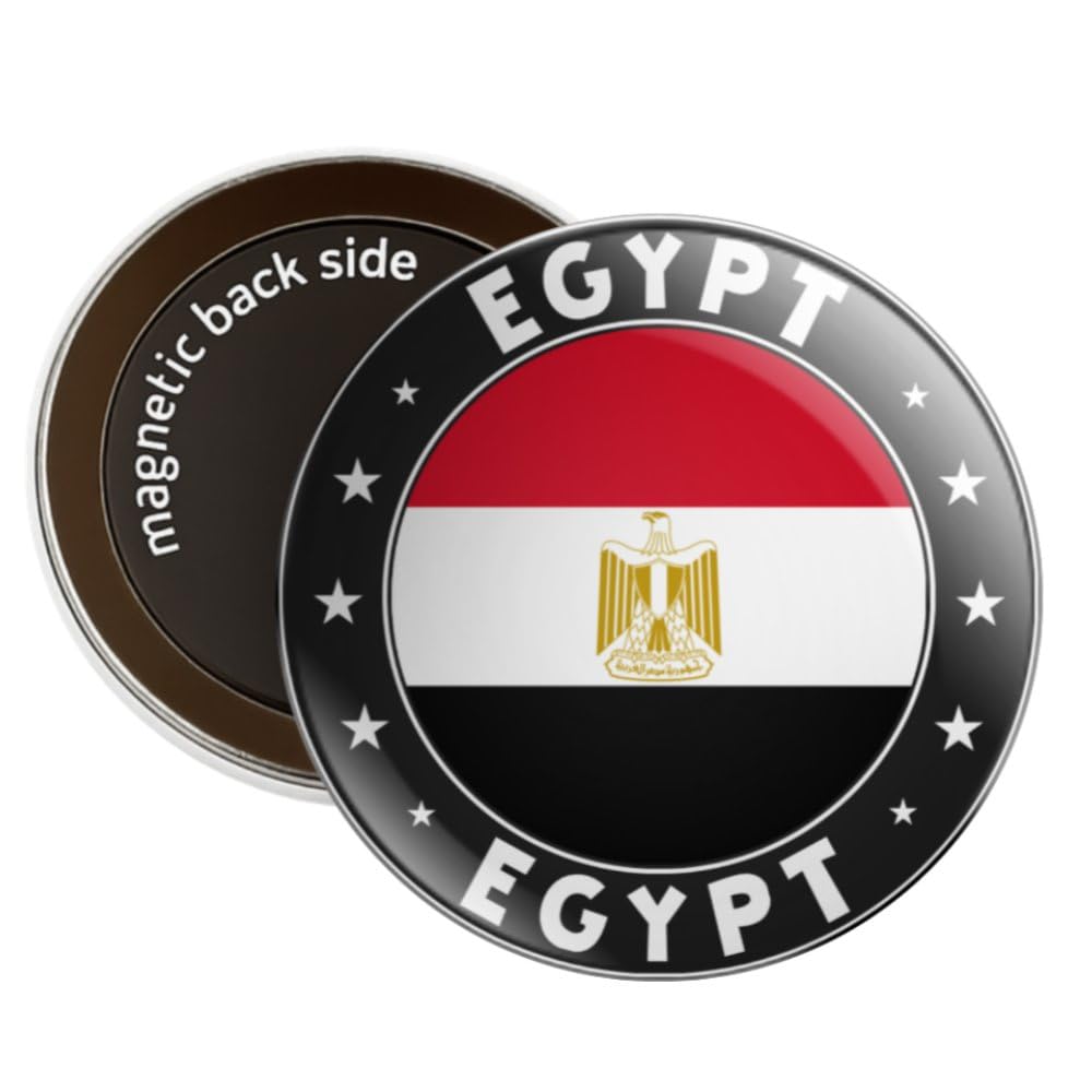 Nomad Charging Box Black Egypt Country Flag - Round Decorative Fridge Magnet