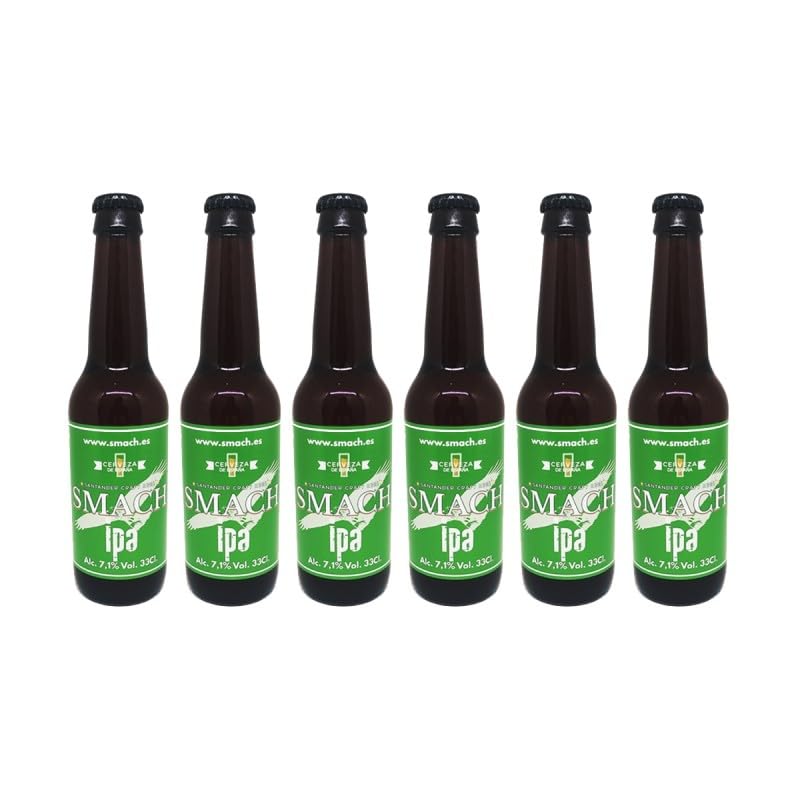 SMACH Cerveza Artesana IPA Pale Ale – 7,1% Vol, 330 ml – Amargor Intenso con Notas Afrutadas (Pack 6)