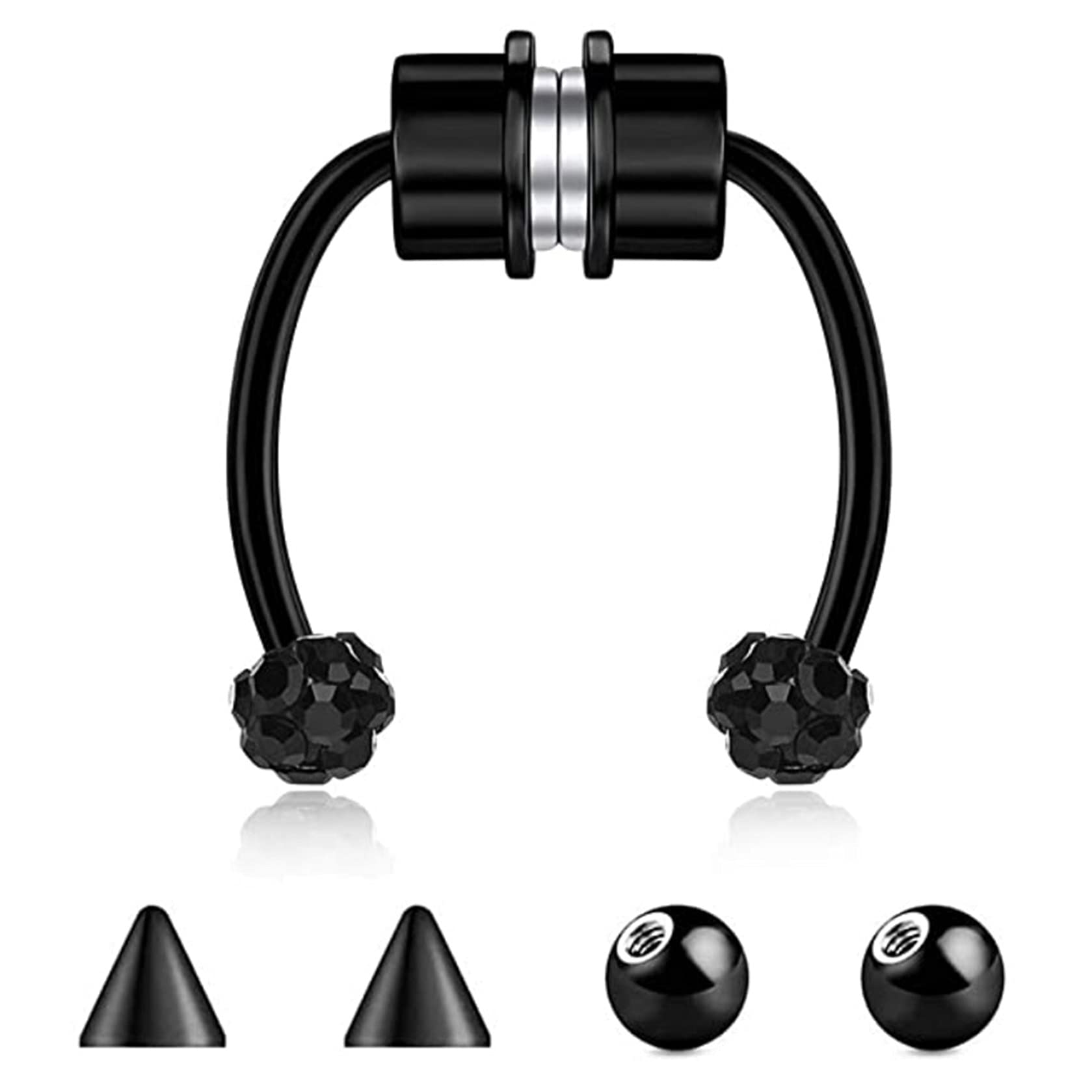 LAIMALAHorseshoe Fake Nose Ring Hoop Magnetic Septum Nose Ring Stainless Steel Faux Fake Nose Septum Rings Non-Pierced Clip On Nose Hoop Rings