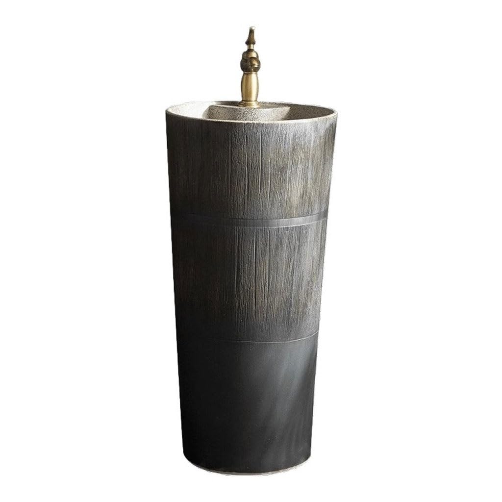 Bathroom Sink Retro Floor-Standing Wash Basin Home Art Pedestal Basin Courtyard Ceramic Wash Basin Bathroom Vanity
