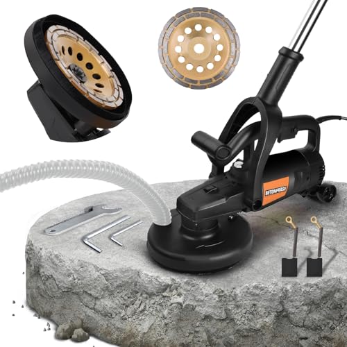 7 Inch Concrete Grinder with Handle Auxiliary Wheels & Dust Shround
