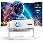 Beamer丨[Elektrischer Fokus丨Auto Keystone] 4K Full HD 1080P Unterstützt,WiFi 6 und Bluetooth丨Mini beamer, 300 Zoll, 360-Grad-Drehbar Projektor, Ideal für Heimkino丨Outdoor Beamer Kompatibel mit Handy,PC