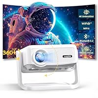 Beamer丨[Elektrischer Fokus丨Auto Keystone] 4K Full HD 1080P Unterstützt,WiFi 6 und Bluetooth丨Mini beamer, 300 Zoll, 360-Grad-Drehbar Projektor, Ideal für Heimkino丨Outdoor Beamer Kompatibel mit Handy,PC