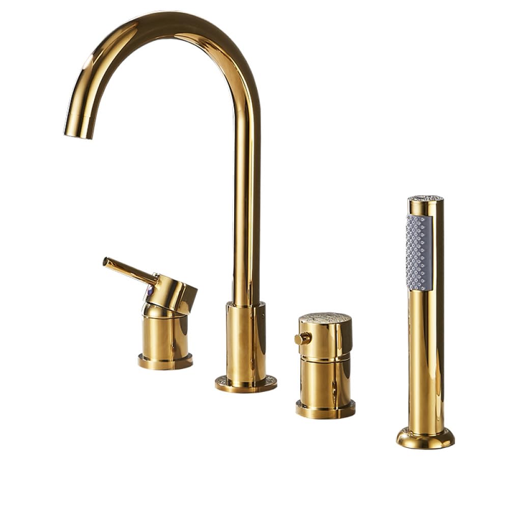 Robinet de baignoire or mitigeur eau chaude et froide sur pont pour salle de bain