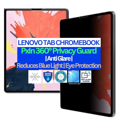 Image of Pxin Tablet Privacy Guard compatible with LENOVO TAB CHROMEBOOK | Screen protector | Anti-Glare | Blue light filter | 360 degree Anti Spy | Eye Protection