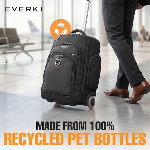 Image of EVERKI Atlas Wheeled 2 Rolling Backpack - Business 30L Travel Backpack with Grey Replaceable Wheels for Professional, RFID-Blocking, Books, Quick-Access Pocket & 13 inch to 17.3 inch Laptops - (EKP122BG-ECO)