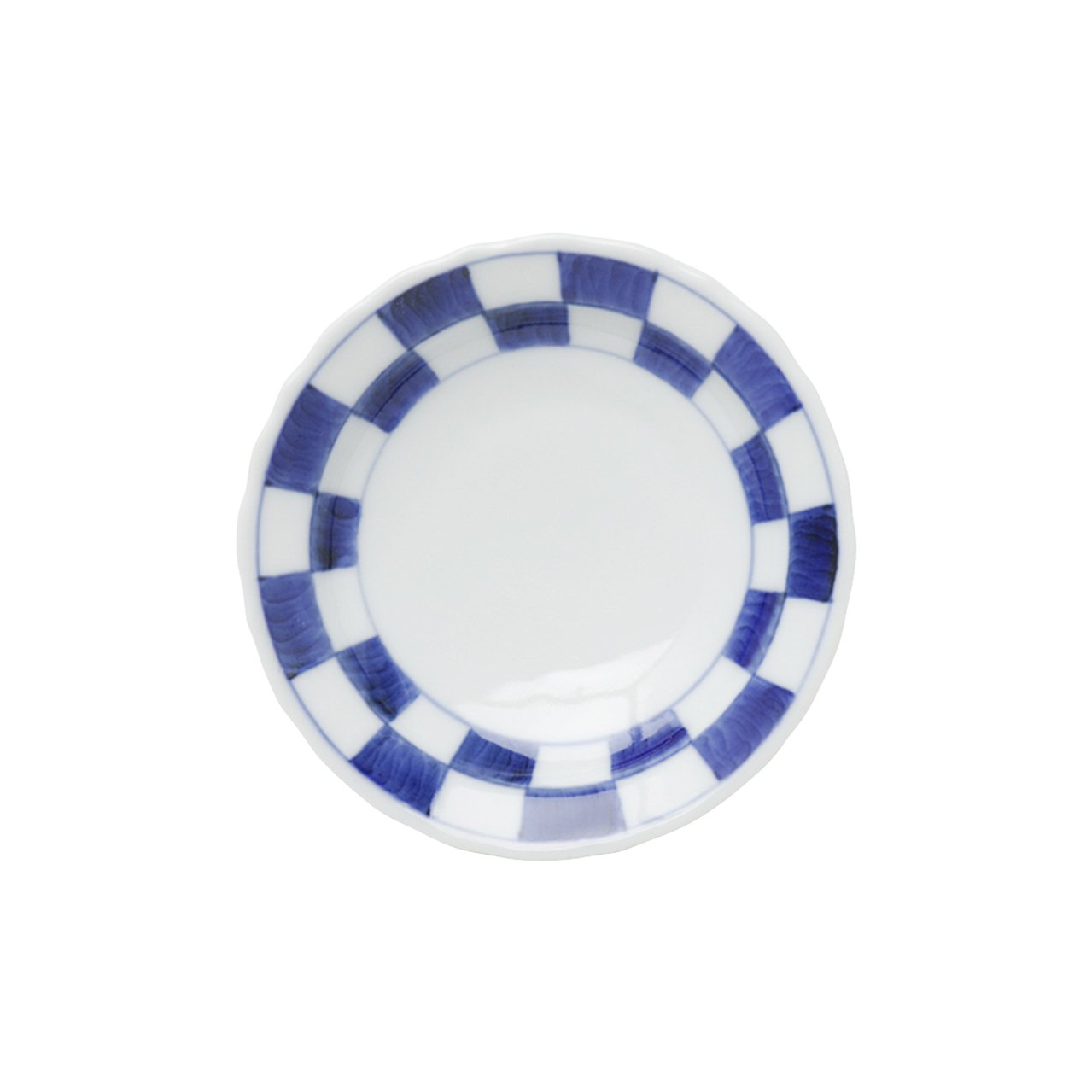 Amazon｜有田焼 染付 市松文 輪花小皿 9cm 李荘窯 rso1161｜小皿