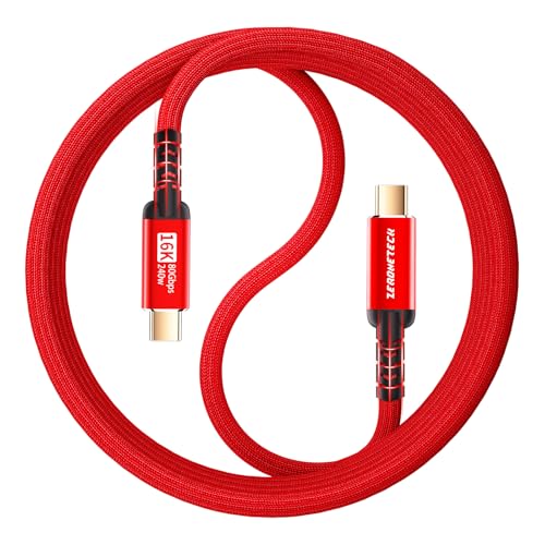 ZeroneTeck USB4 Gen4 80Gbps Cable 2X Faster Than USB4 for Thunderbolt 5/4 5Ft, 120Gbps Video Bandwidth [Dual 8K or Triple 4K] Display, PD 240W Charging, USB C Monitor Cable for Laptop, iPhone 17/16