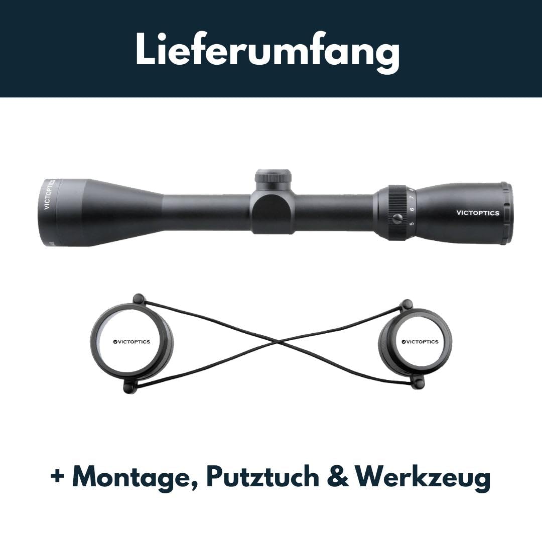 Victoptics OPSL20 B3 3-9x40 Zielfernrohr für Sport, Airsoft und Jagd, Luftgewehr, Ziel-Visier, Gewehrzielfernrohr, Rifle Scope, umfangreiches Zubehör