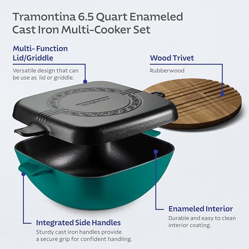 Image of Tramontina Cultura 2-in-1 Enameled Cast Iron 6.5-Qt Dutch Oven and Griddle